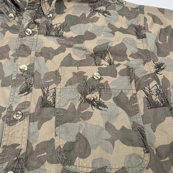 Wrangler Rugged Wear Camo Long Sleeve Button Up Shirt Size M All Over Dog Print - Picture 7 of 12